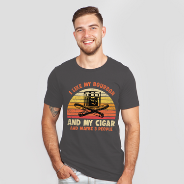 i like my bourbon and my cigar dark grey heather shirt - colored